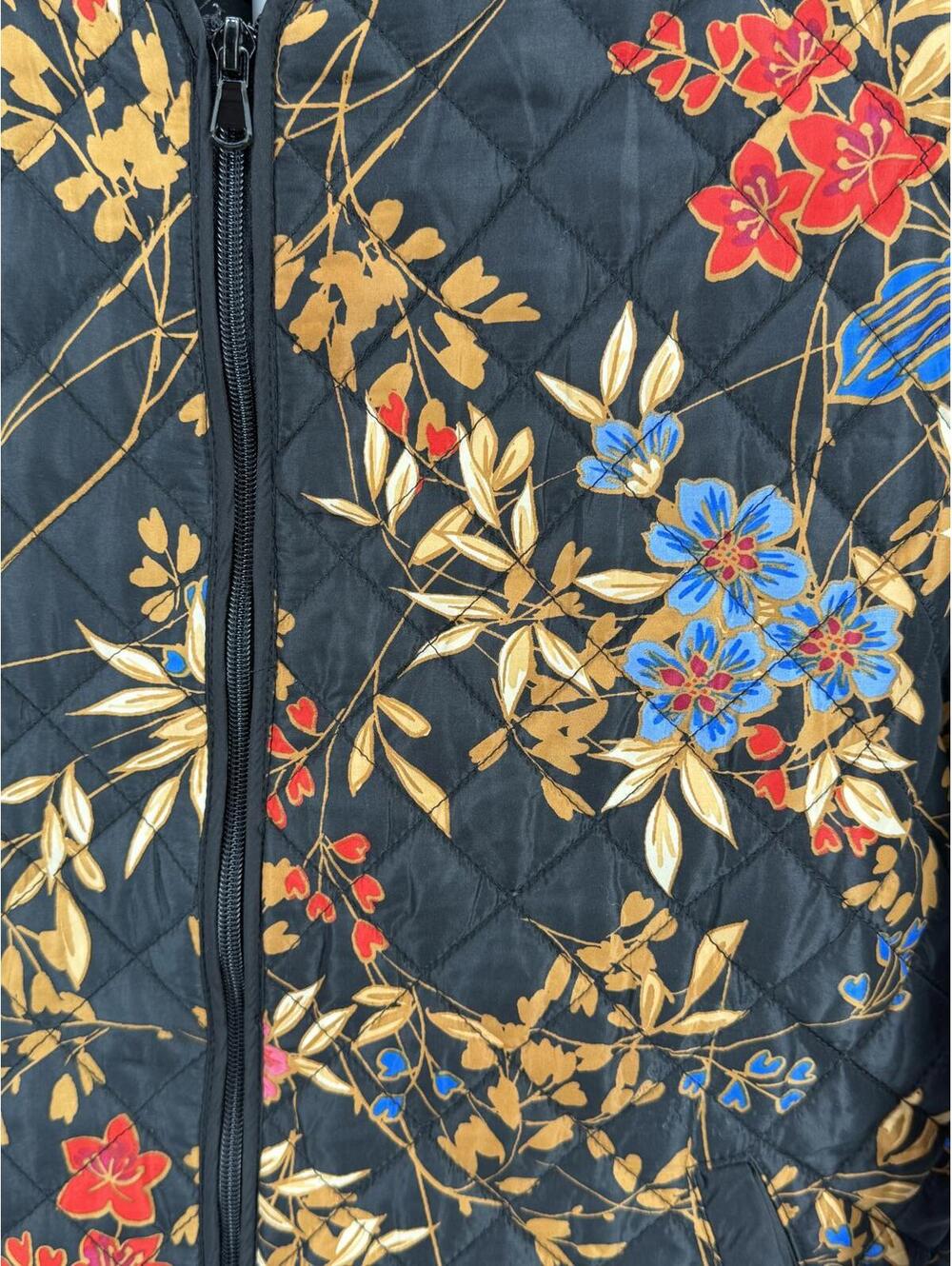 Ruby Rd. Floral Quilted Jacket Black Multicolor Size 16 - Picture 2 of 7
